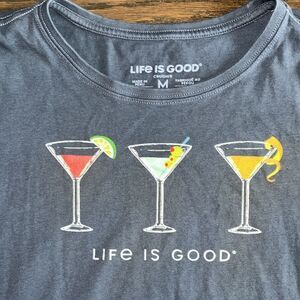 Life is Good women’s crusher Martini cocktail party Seaside Beach babe T shirt M